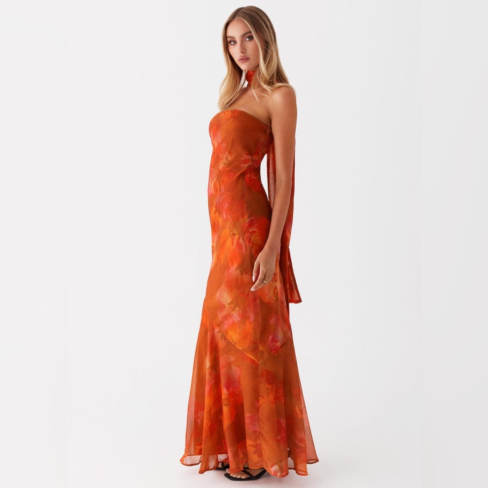 Peppermayo Orange Floral Strapless Maxi Dress - Picture 2 of 10